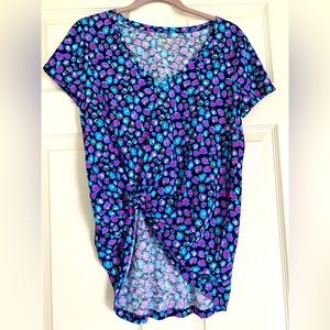 Lilly Pulitzer Etta V Neck “sea breeze blue low tide navy” S